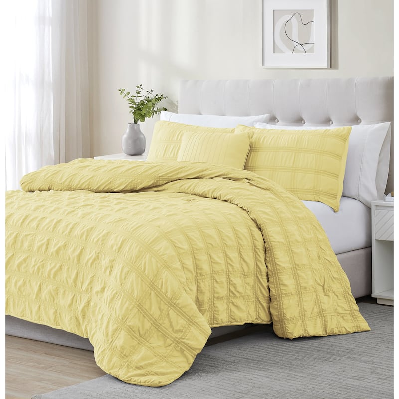 Eliza Seersucker Comforter Set - Yellow - Queen