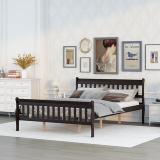 Modern Solid Wood Sleigh Queen Size Bed, Enhanced Stability - Bed Bath ...