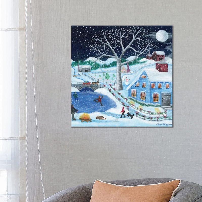iCanvas "Ice Skating By Old Farm" by Cheryl Bartley Canvas Print - 26x26x1.5