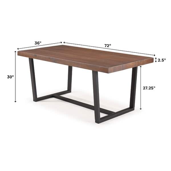 dimension image slide 1 of 3, Walker Edison Solid Wood 72-inch Distressed Dining Table