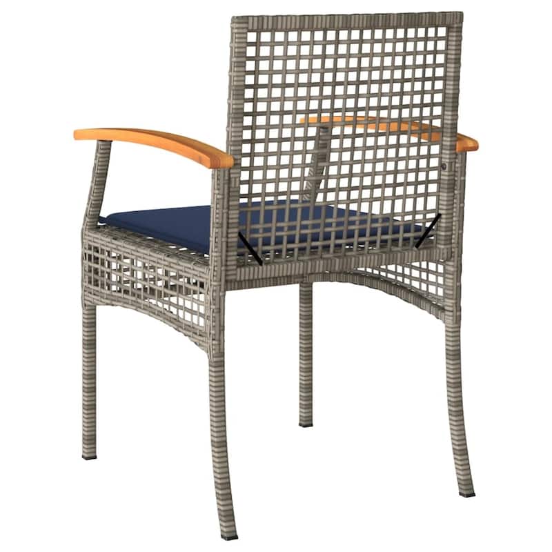 vidaXL Garden Chair Grey Poly Rattan Standard Removable Covers - 22.4 x 21.3 x 33.5 in