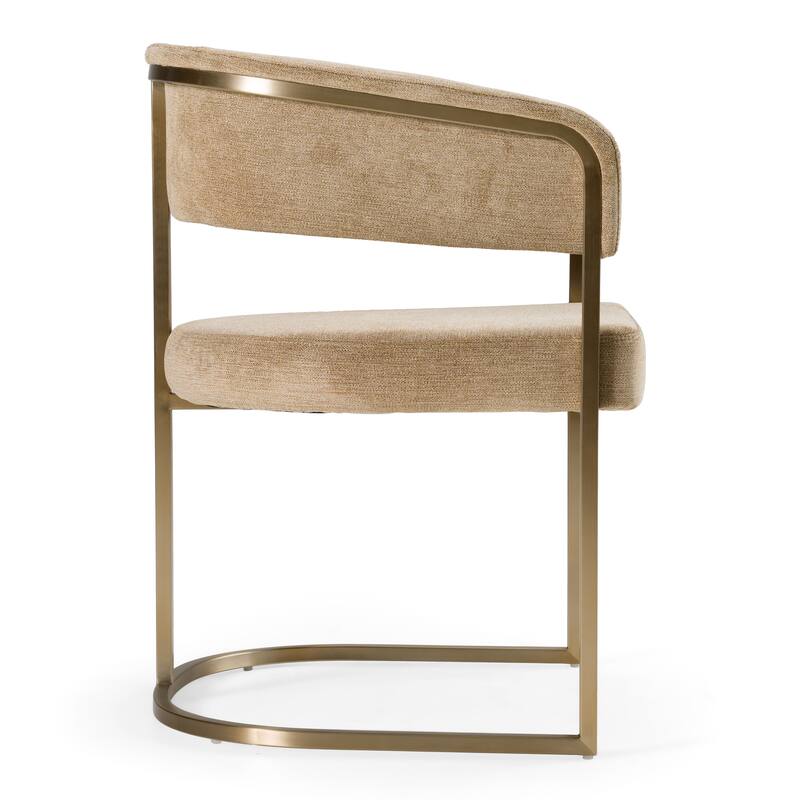 Modrest Sebastian Modern Brown Fabric & Antique Brass Dining Chair