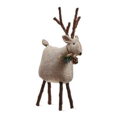 Tweedie Reindeer Large Decorative Sculpture Holiday Decor Winter Taupe Brown Polyester 10.5 in H x 6.69 in L x 2.64 in W