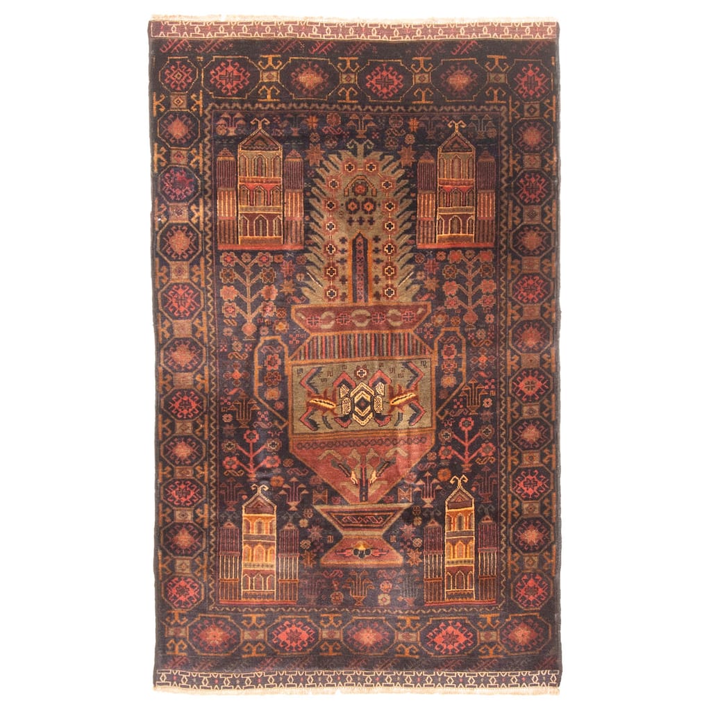 ECARPETGALLERY Hand-knotted Teimani Black Wool Rug - 3'0 x 4'8