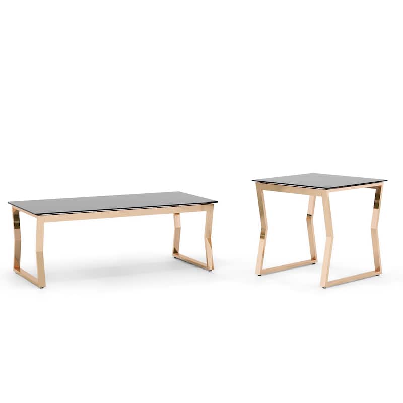 Kiloran Contemporary 47-inch Glass Top 2-Piece Coffee Table Set by Furniture of America