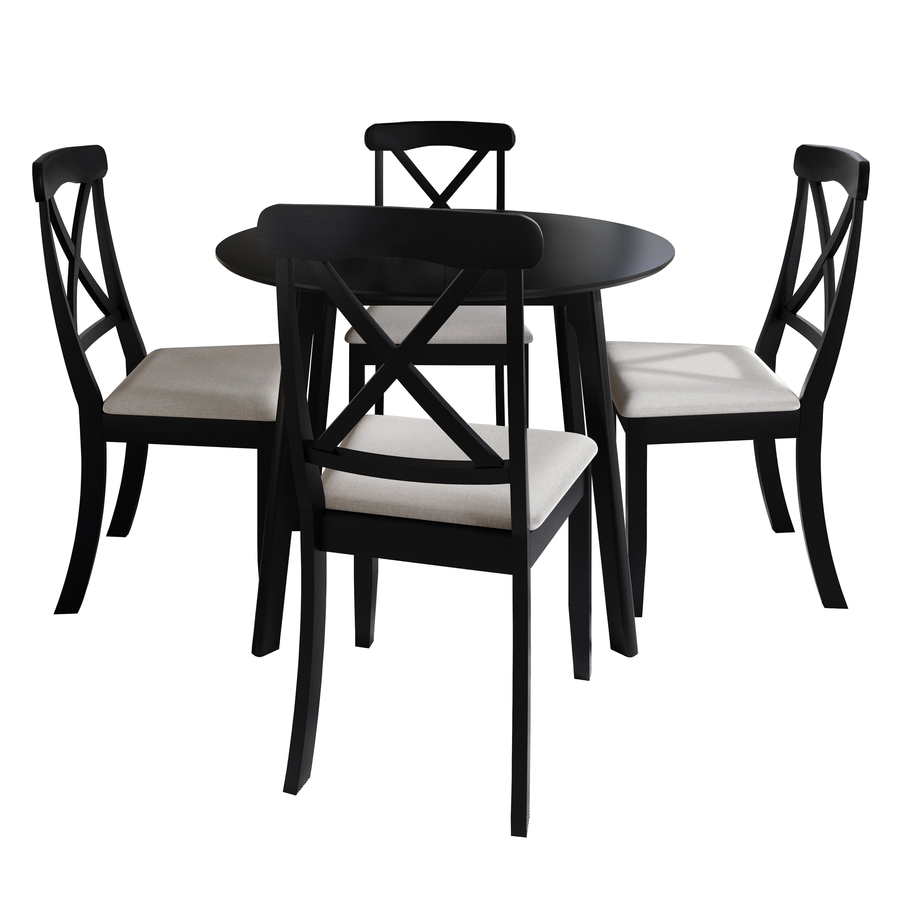 CraftPorch Farmhouse 4-Piece Chair and Round Table Wooden Dining Set