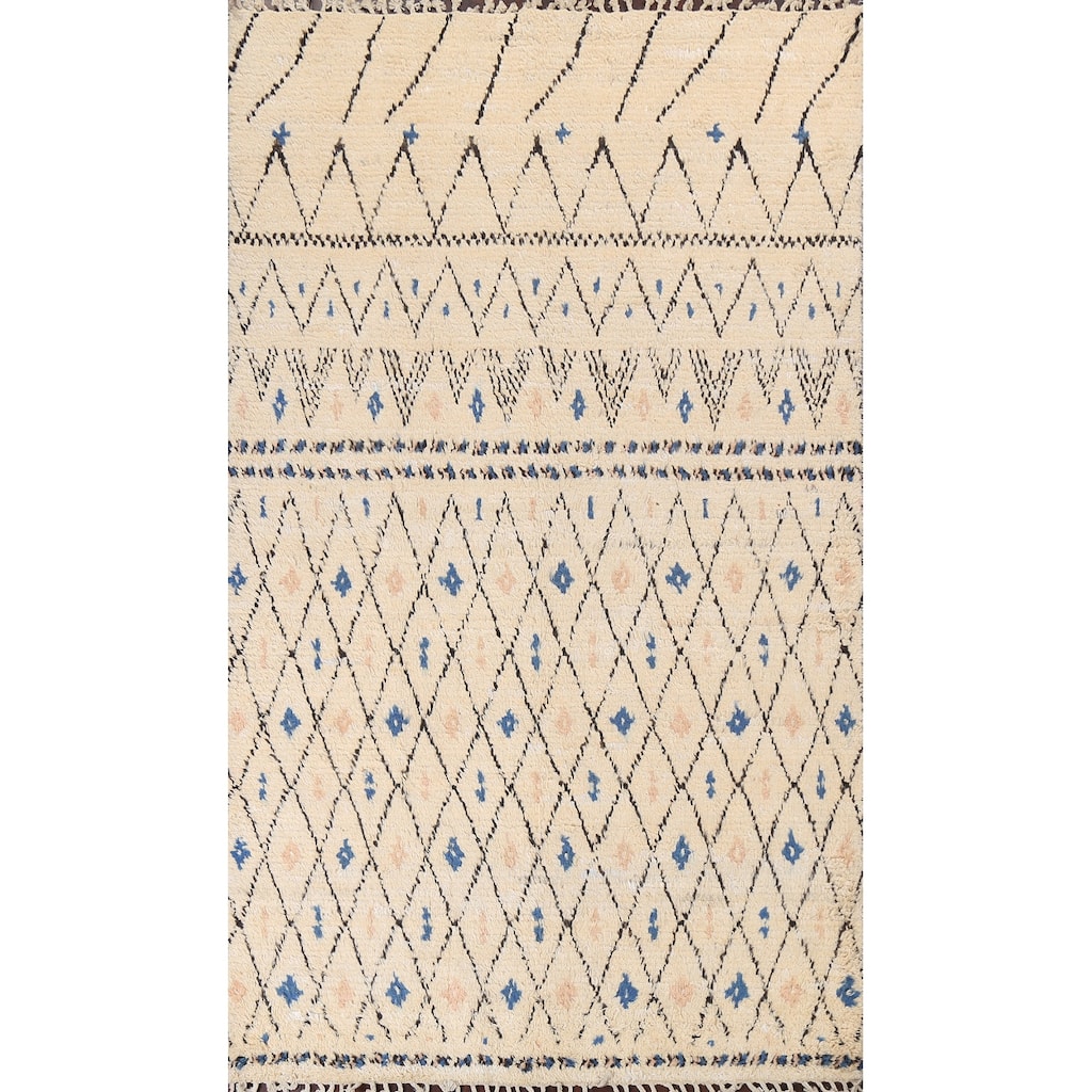 Trellis Moroccan Oriental Wool Area Rug Hand-knotted Decorative Carpet - 5'11" x 9'5"