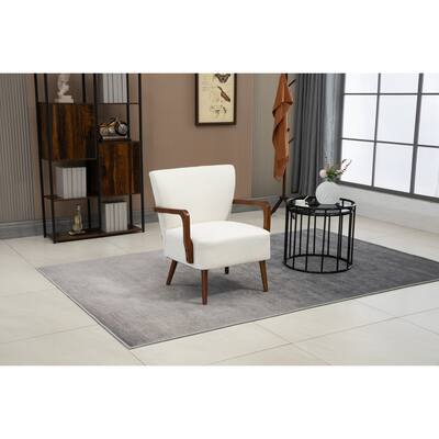 Wooden Arms Armchair, Modern Upholstered Living Room Accent Chair with Wood Legs
