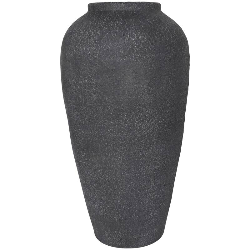 Black Ceramic Whitewashed Textured Vase