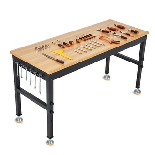 Power Socket Bench 48/60/72in Work Bench, Workbench with Power Outlet, Adjustable Height ...