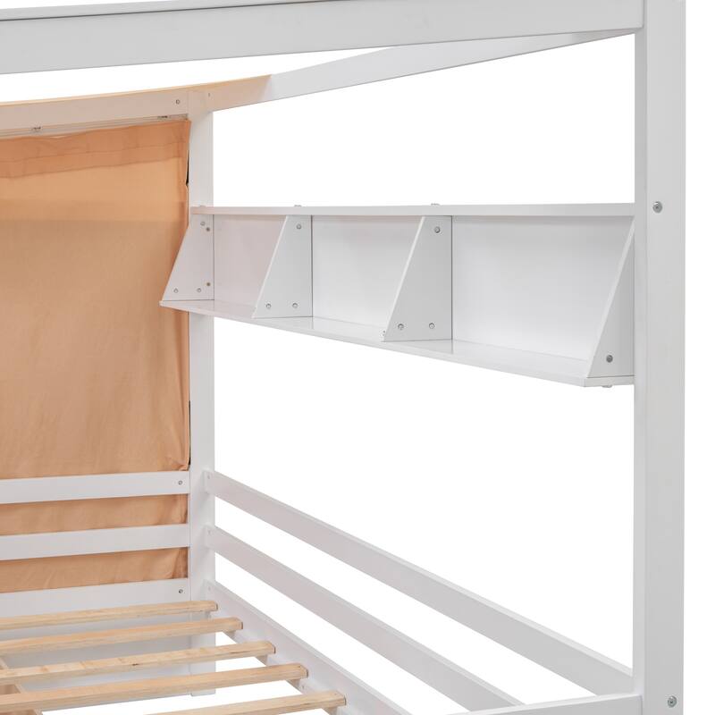 Nestfair Twin size House Bed with Two Drawers and Wardrobe