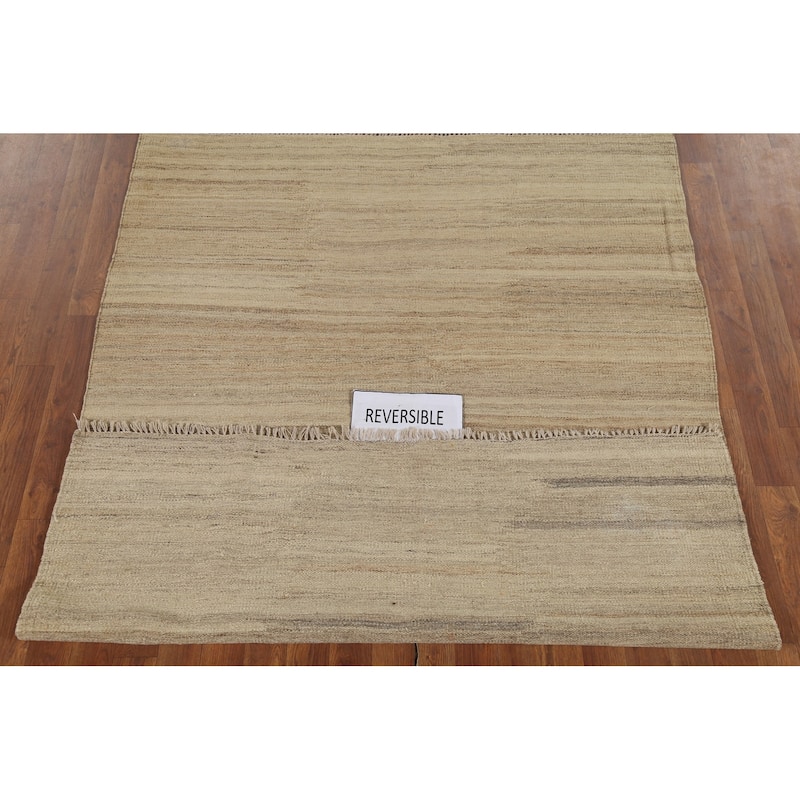 Nomadic Hand-Woven Kilim Persian Vintage Rug Hand-Knotted Wool Carpet - 4'10"x 6'6"