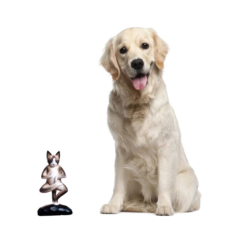 Handmade Wood Sculpture, 'Vrkasana Yoga Cat' (Indonesia) - 11.5" H x 6" W x 3.2" D