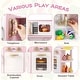 preview thumbnail 9 of 7, Pink Wooden Play Kitchen with Lights and Sounds Chef Hat Apron Utensils Play Food for Kids - 36" x 11" x 32" (L x W x H)