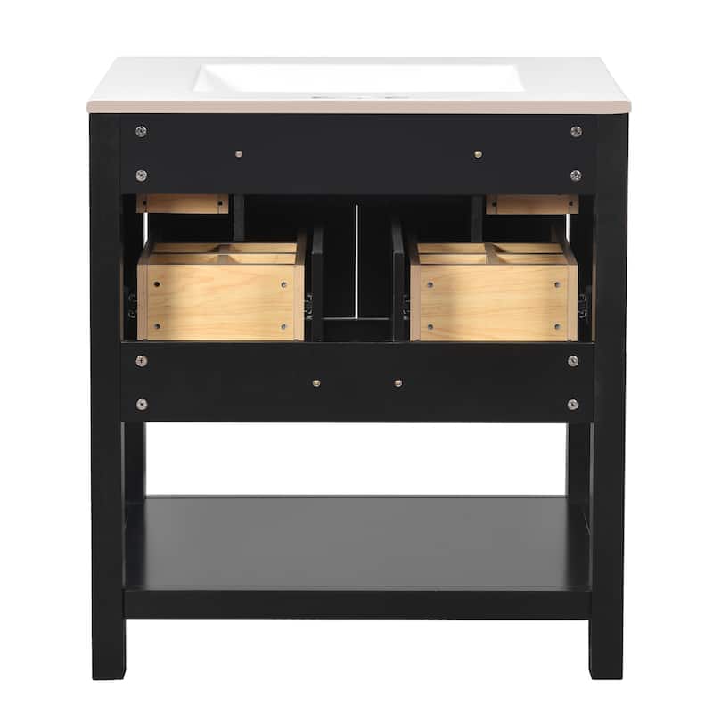 60'' Bathroom Vanity With Ceramic Sink Combo, Free Standing Single Vanity Set With 5 Drawers,Solid Wood FrameStorage Cabinet