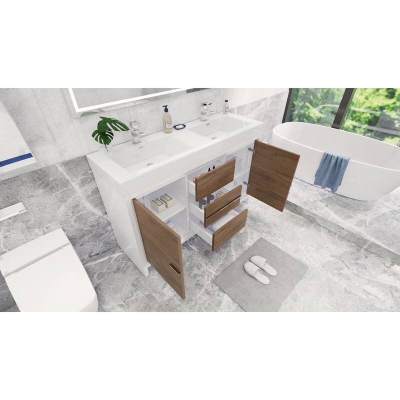 Dove 60'' Freestanding Vanity with Double Reinforced Acrylic Sink