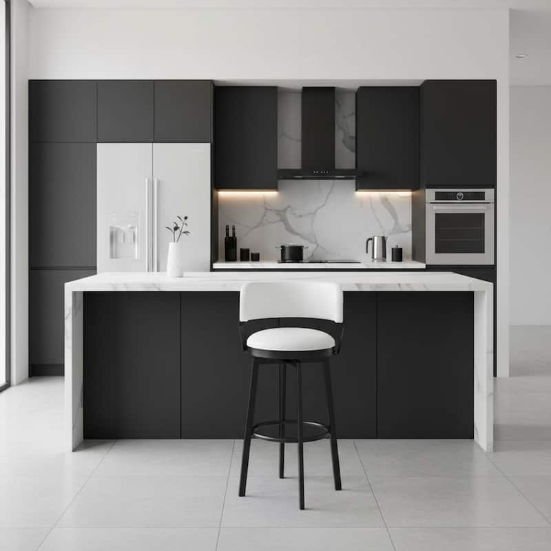 Azalea Park Barrel Back Indoor Adjustable Faux Leather Swivel Barstool - 19.49 W x 18.5 D x 37.8 H"