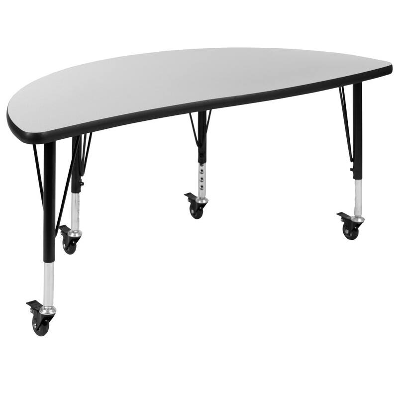 Mobile 76" Oval Wave Flexible Activity Table Set with 12" Student Stack Chairs