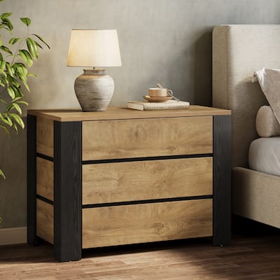 Oversized Nightstand, 36" Wide Large Night Stand with 3 Drawers