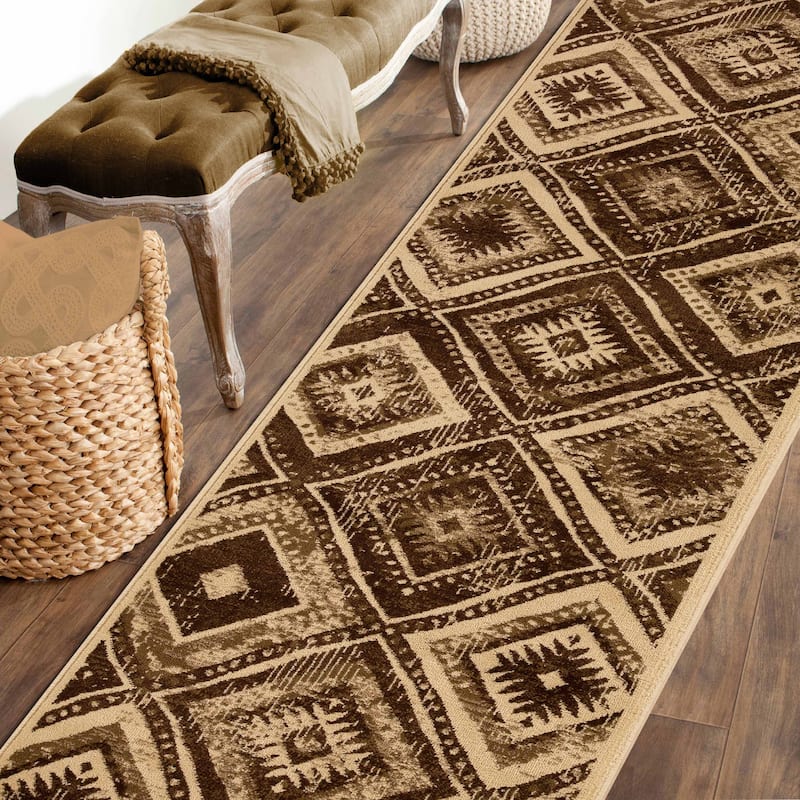 Superior Farmhouse Southwestern Power-Loomed Indoor Area Rug - 2'7" x 8' - Taupe