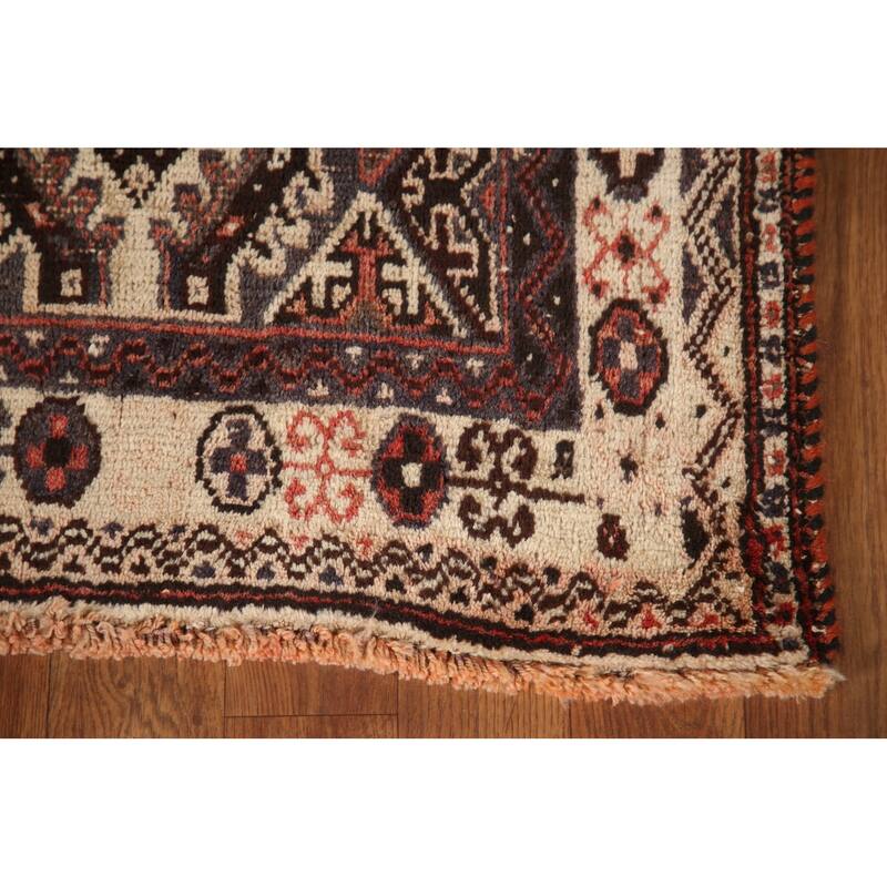 Tribal Shiraz Persian Vintage Area Rug Hand-Knotted Wool Carpet - 5'4"x 8'4"
