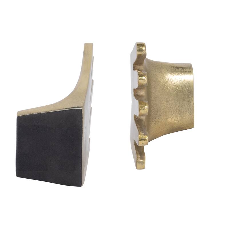 Decorative Metal Hand Bookends for Bookshelf Decor - 7", Gold - 7.0"