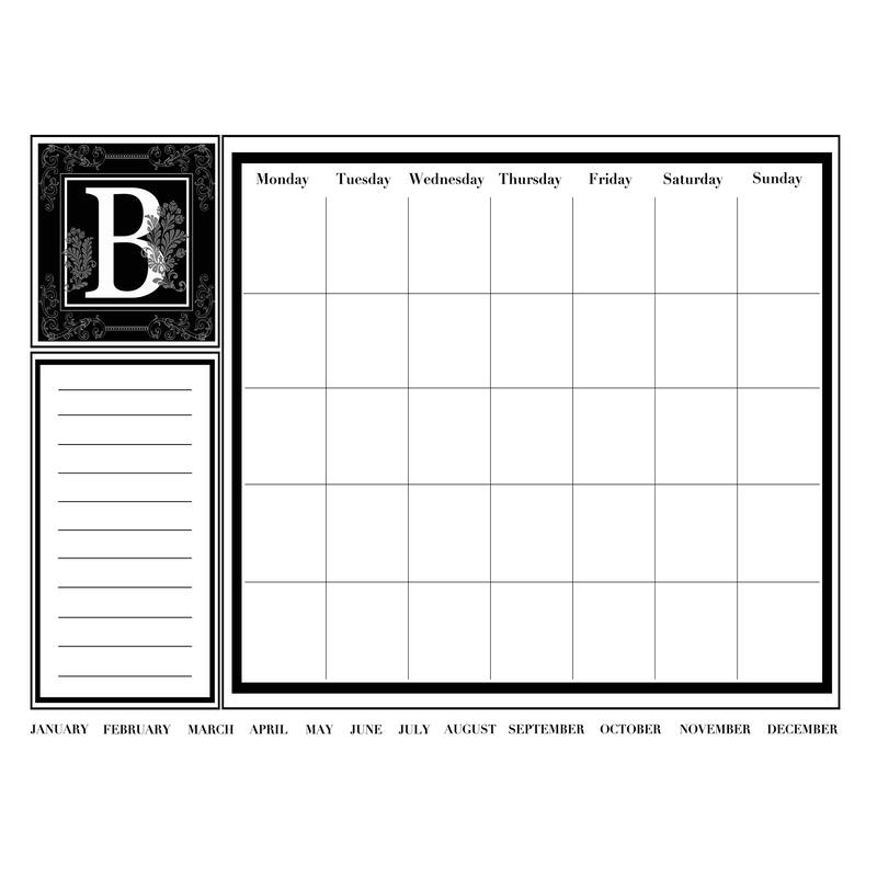 'Monogram' Dry Erase Monthly Calendar on ArtPlexi (20" x 30")