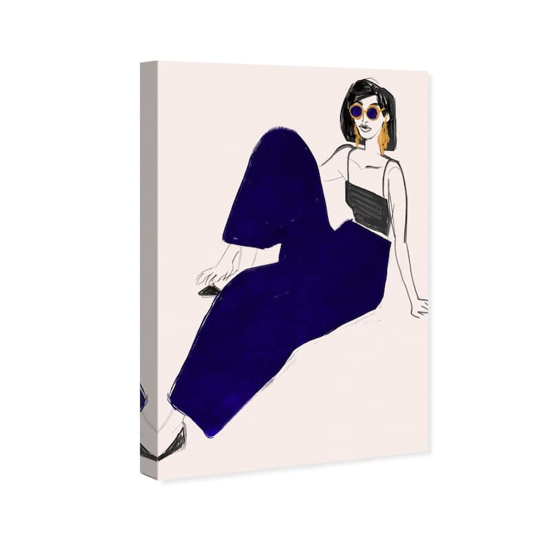 Wynwood Studio Canvas Fashion and Glam Kiki is My Name Blue and Dark Blue Glam Wall Art Canvas Print