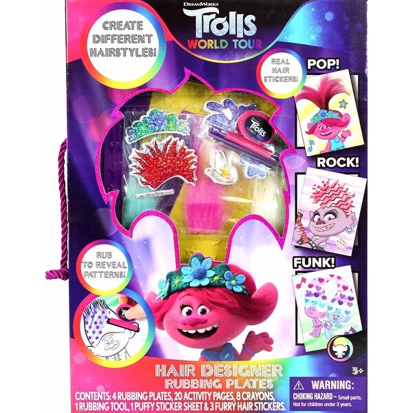 Trolls World Tour Hair Designer Rubbing Plates Coloring Sheets - Pink ...