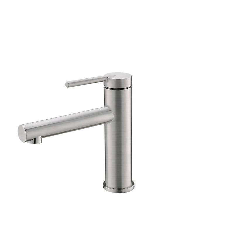 STYLISH Single Handle Modern Bathroom Basin Sink Faucet in Stainless Steel - Faucet Height: 6 3/8" Spout Height: 3 7/8" - Brushed Stainless Steel