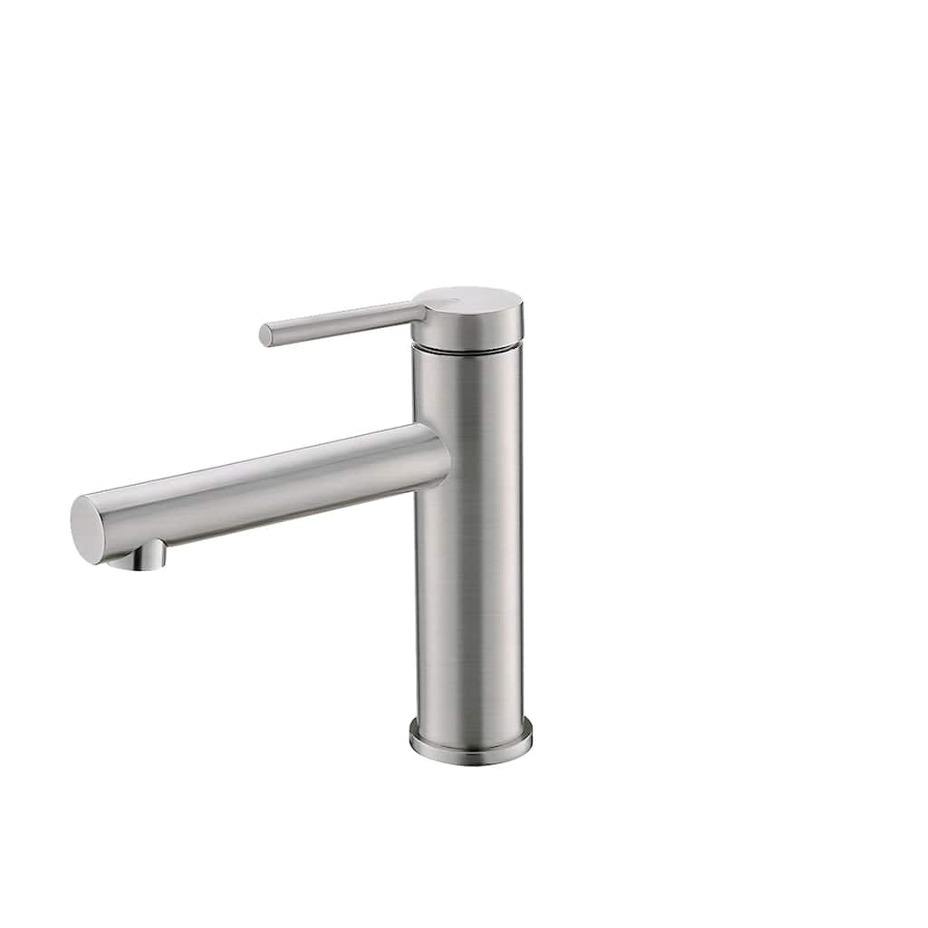 STYLISH Single Handle Modern Bathroom Basin Sink Faucet in Stainless Steel - Faucet Height: 6 3/8" Spout Height: 3 7/8"