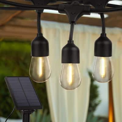 Brightech Ambience Pro 12-Light 27 ft. Outdoor Solar 1W 2700k LED S14 Hanging Edison Bulb String-Light