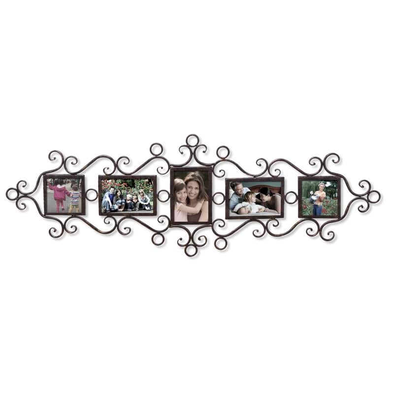 Adeco 5 Openings Metal Filigree Wall Hanging Collage Pic Photo Frame