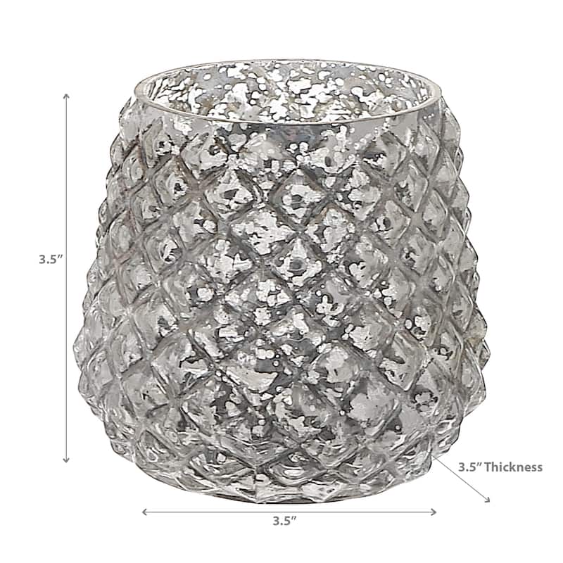 Mercury Diamond Tealight Holder Silver - Set of 2 - N/A