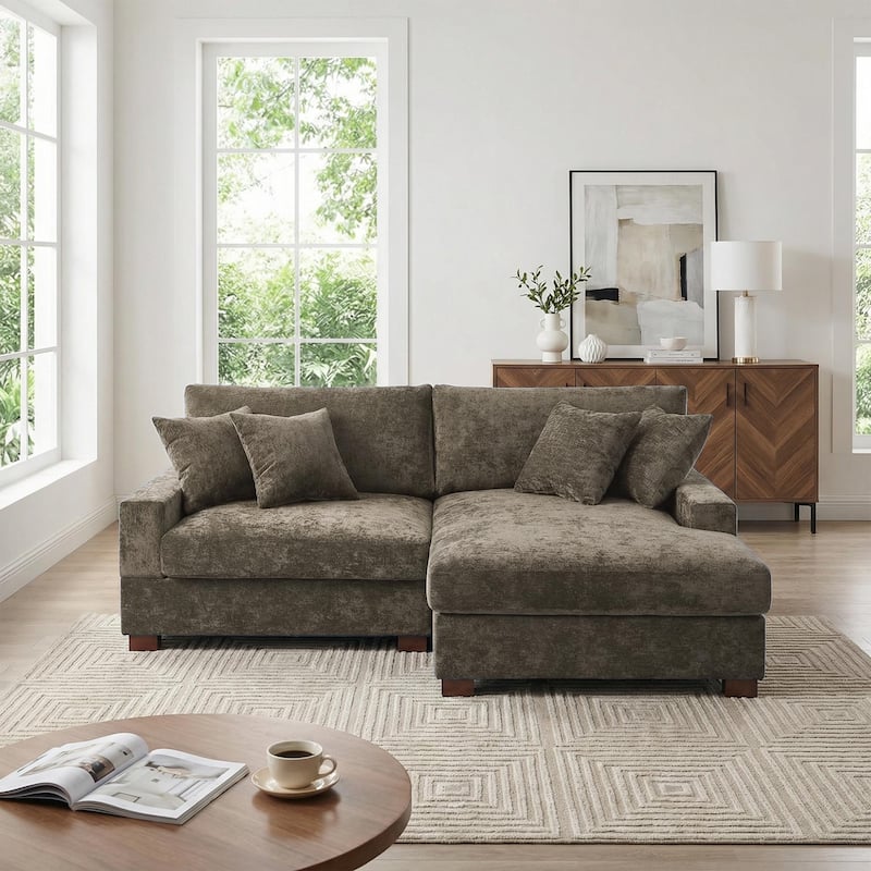 Oversized Modern Chenille Modular Sectional Sofa with Chaise