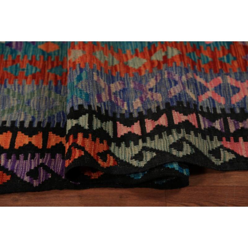 Reversable Kilim Oriental Area Rug Hand-Woven Wool Carpet - 10'1"x 12'7"