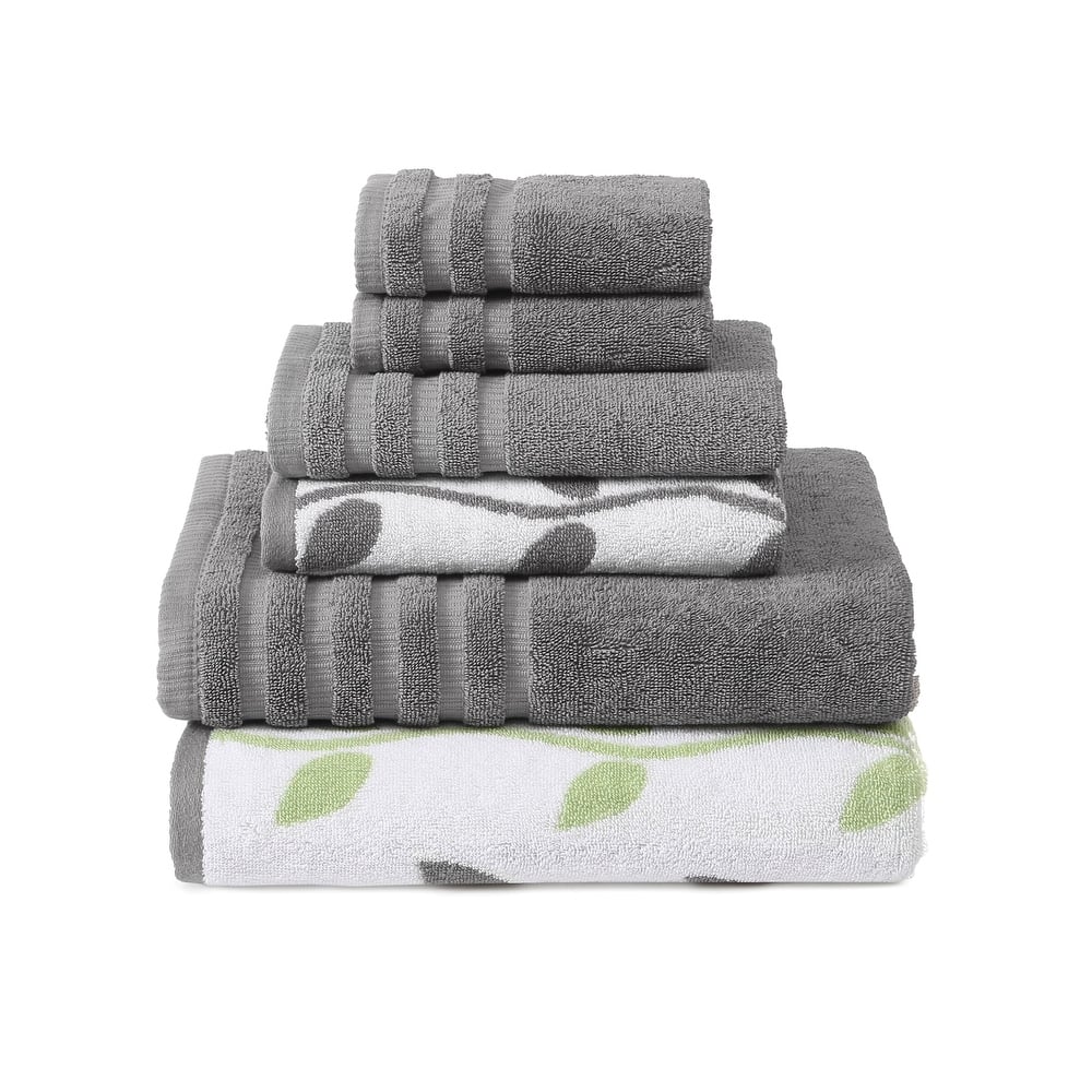 Modern Threads 6-Piece Yarn Dyed Organic Vines Towel Set