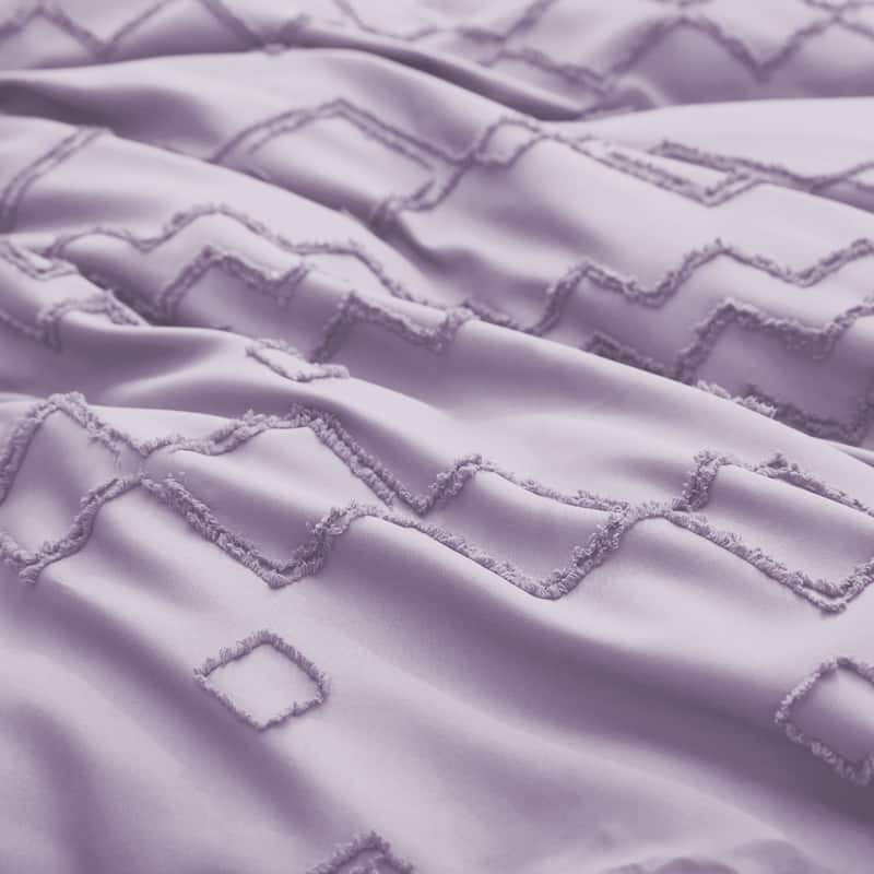 3 Piece Tufted Clipped Jacquard Geometric Oversized Duvet Cover Set