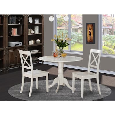 HomeStock 3-Piece Round Buttermilk and Cherry Finish Solid Wood Top Dining Table with 2-Chairs