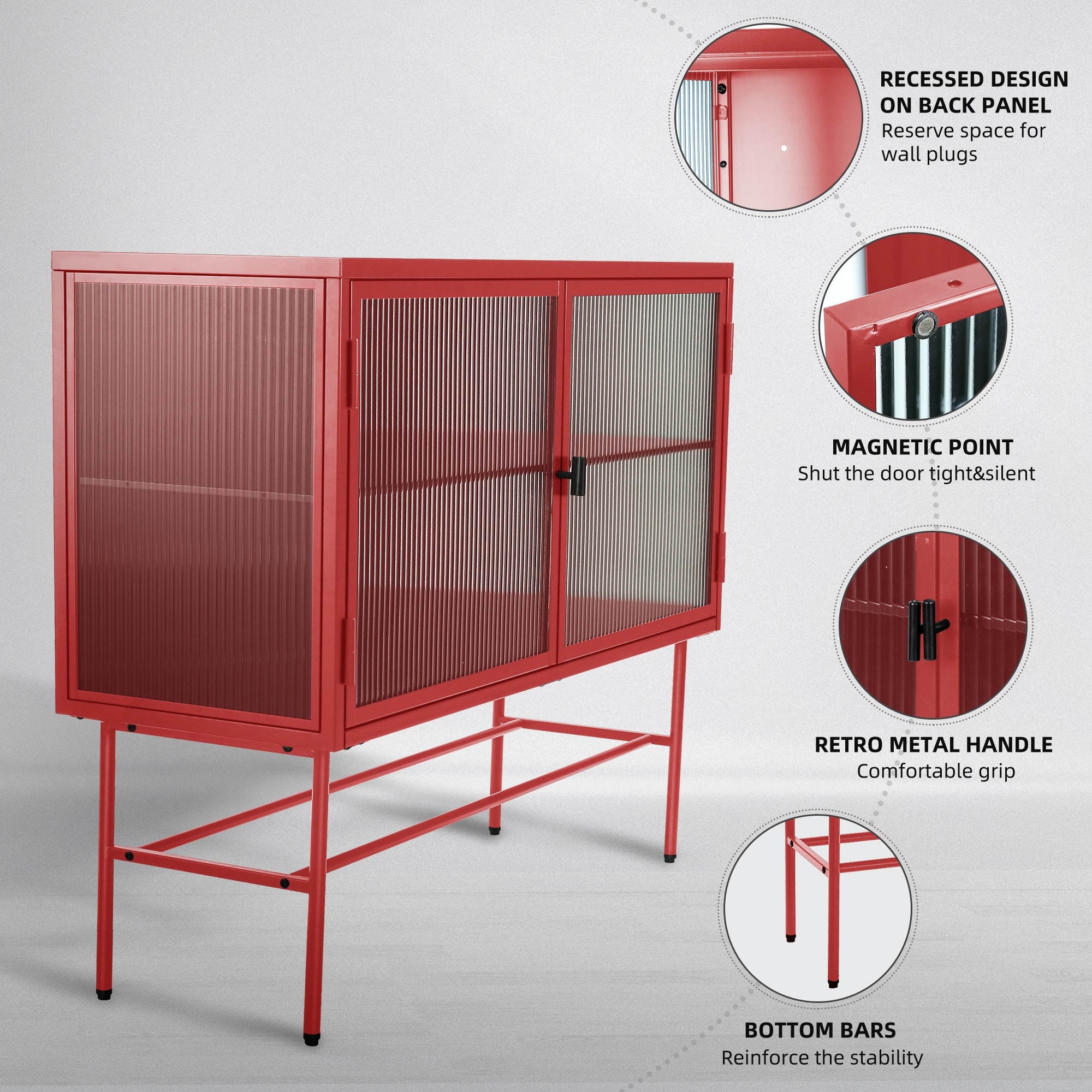 Red top metal credenza