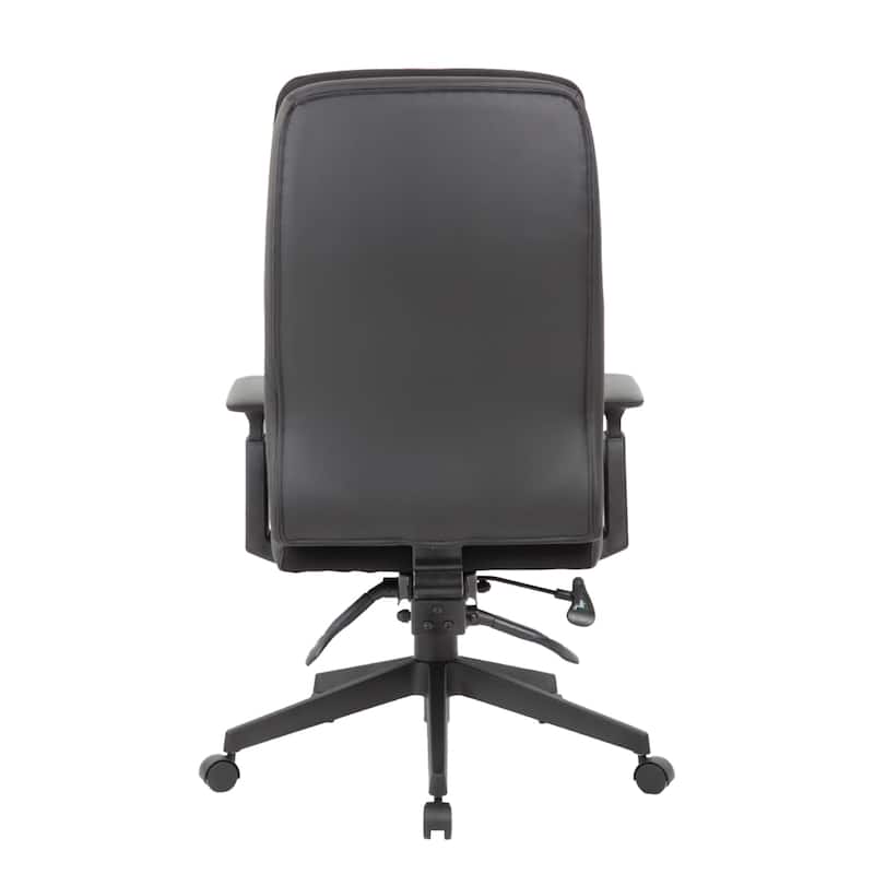 Executive Office Chair, Black Soft Vinyl, Nylon Base, 3 Paddle Tilt