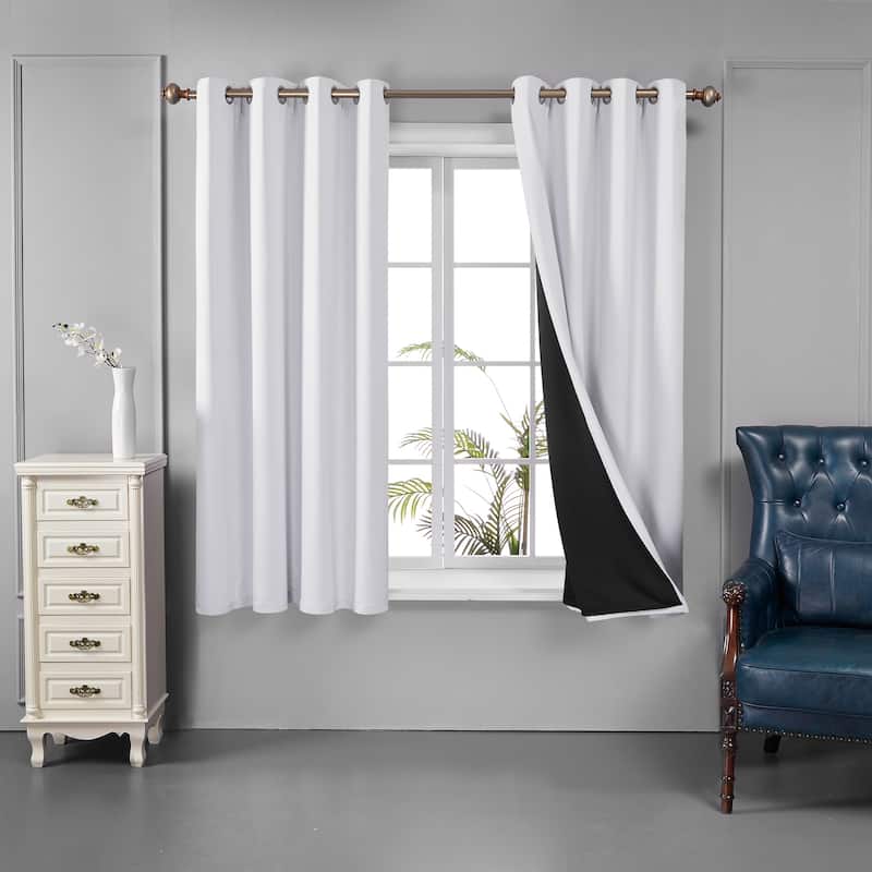 Deconovo 100 Percent Blackout Double Layers Lined Curtain (2 Panel) - 52x45 Inch - Greyish White