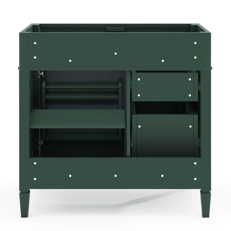 Roomfitters 36" Vanity Base Only, Solid Wood Cabinet with 2 Drawers and Tip-out Tray, Freestanding Bathroom Storage