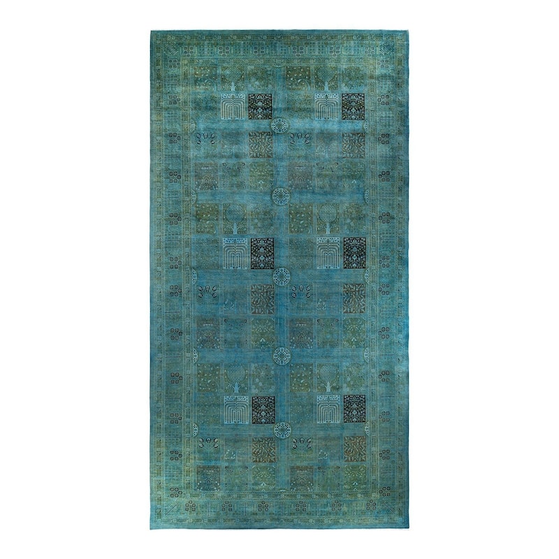 Overdyed, One-of-a-Kind Hand-Knotted Area Rug - Blue - 10' 1" x 19' 6"