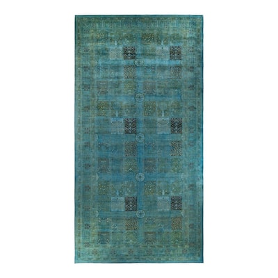 Overdyed, One-of-a-Kind Hand-Knotted Area Rug - Blue - 10' 1" x 19' 6"