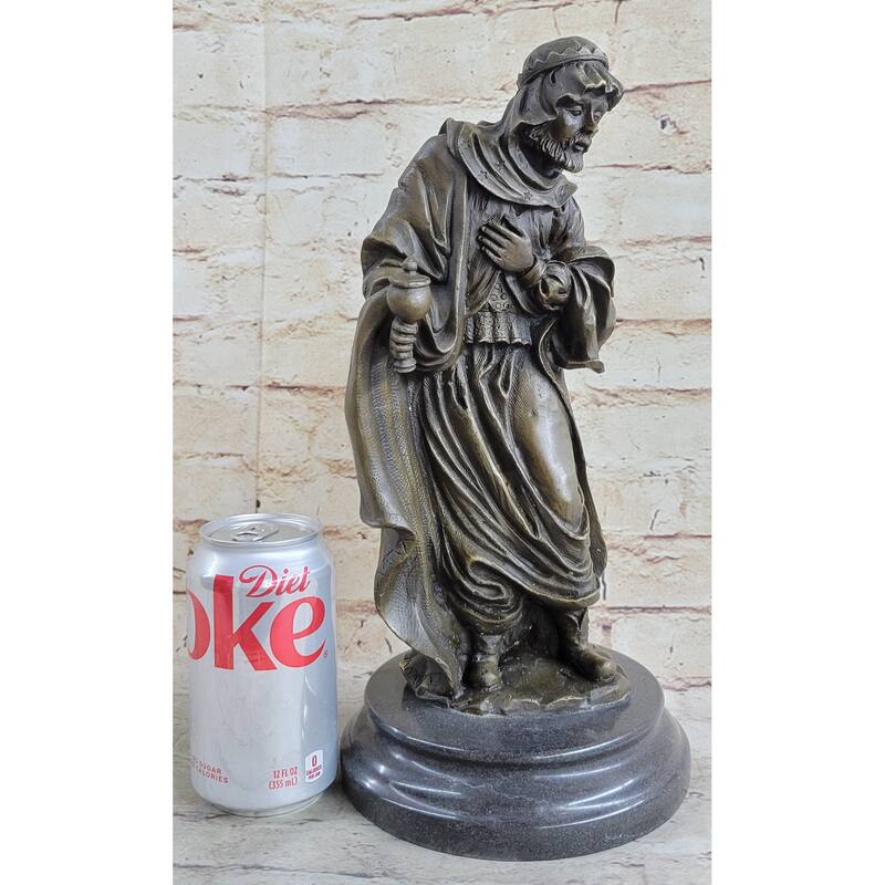 Wise Man Christmas Traveler Nativity Christianity Bronze Statue Sculpture 14 Inches X 6 Inches
