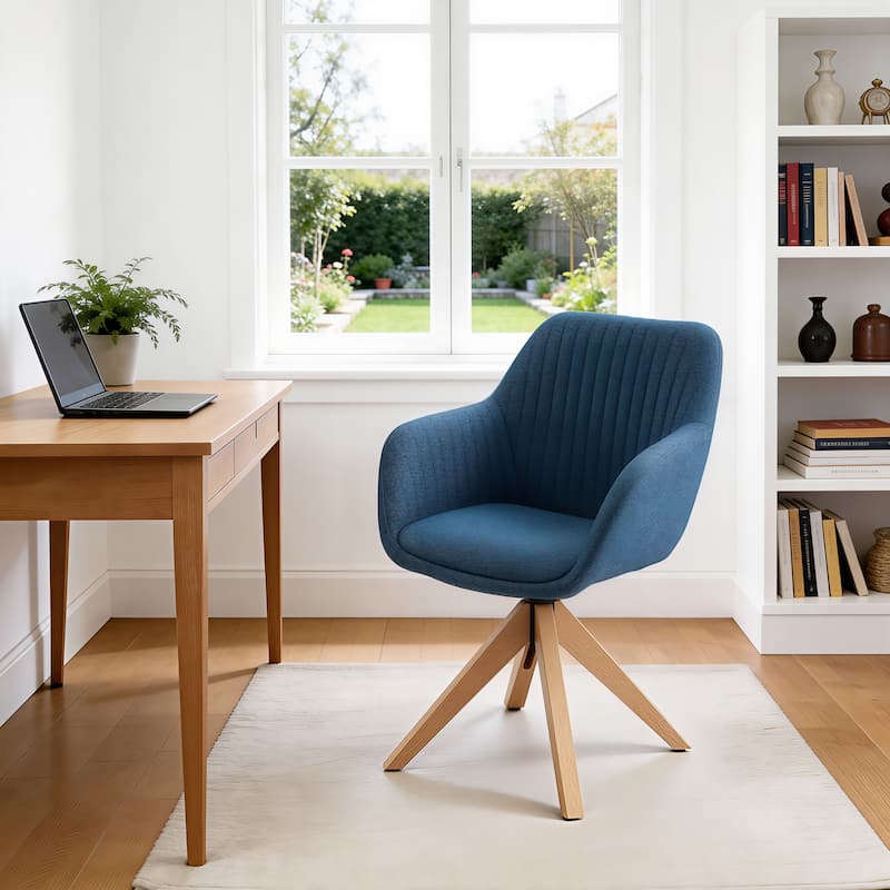 Art Leon Classical Swivel Office Accent Chair with Wood Legs