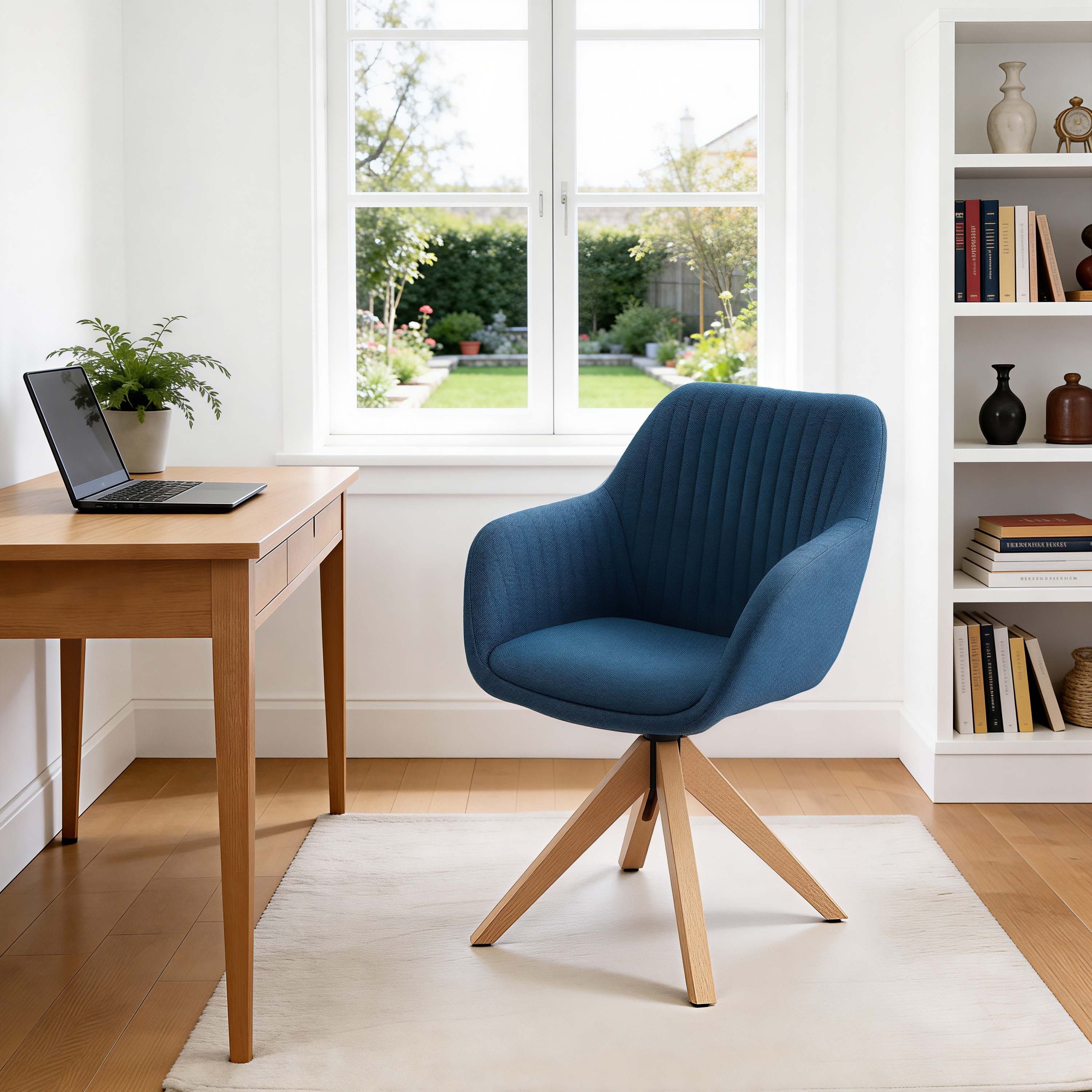 Art Leon Classical Swivel Office Accent Chair with Wood Legs