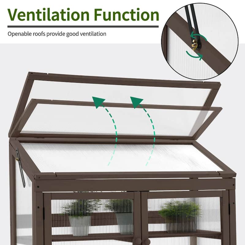 MCombo 2-Tier Cold Frame Greenhouse, Solid Wood 0160