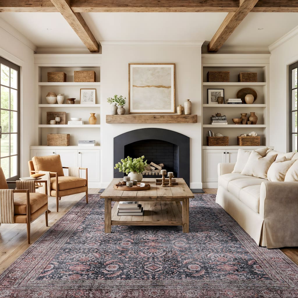 World Rug Gallery Vintage Inspired Machine Washable Non Slip Area Rug